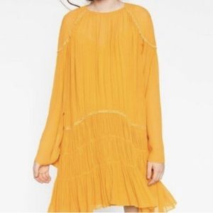 NWT Zara Trafulac Beaded Smocked Swing Dress